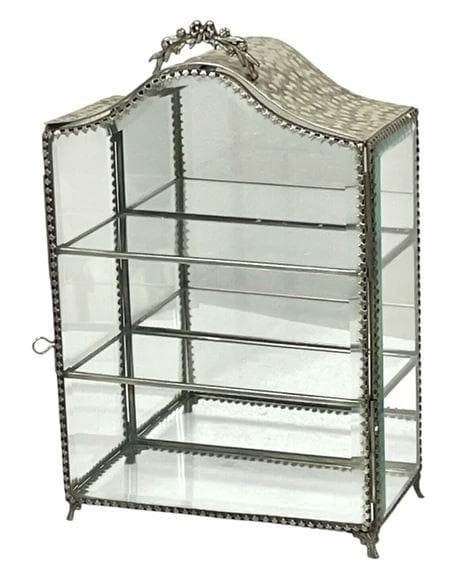 ショーケース キャビネット 飾り棚 シルバー アンティーク 87136CT-SV