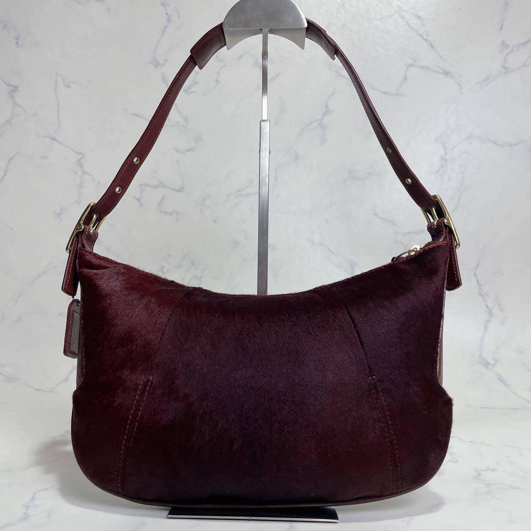 未使用級✨OLD COACH ワンショルダー ハラコ ハーフムーン ボルドー