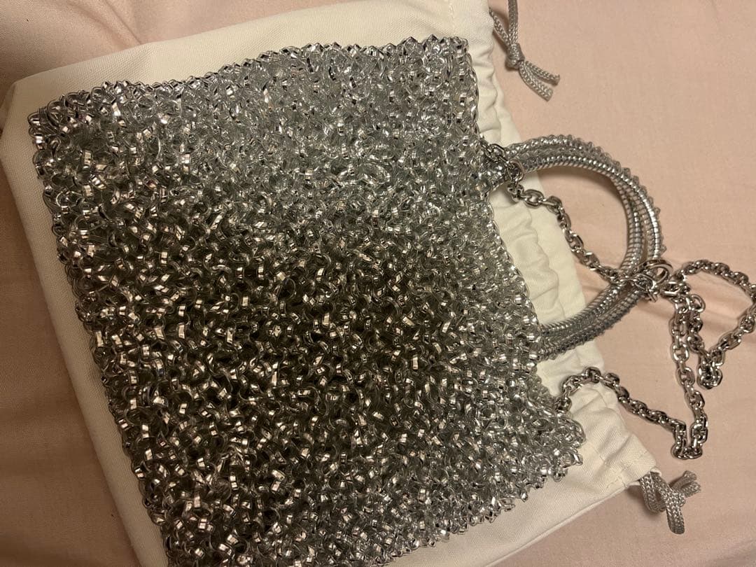 アンテプリマ シルバー ビーズ編みショルダーバッグ　2回位のみの使用