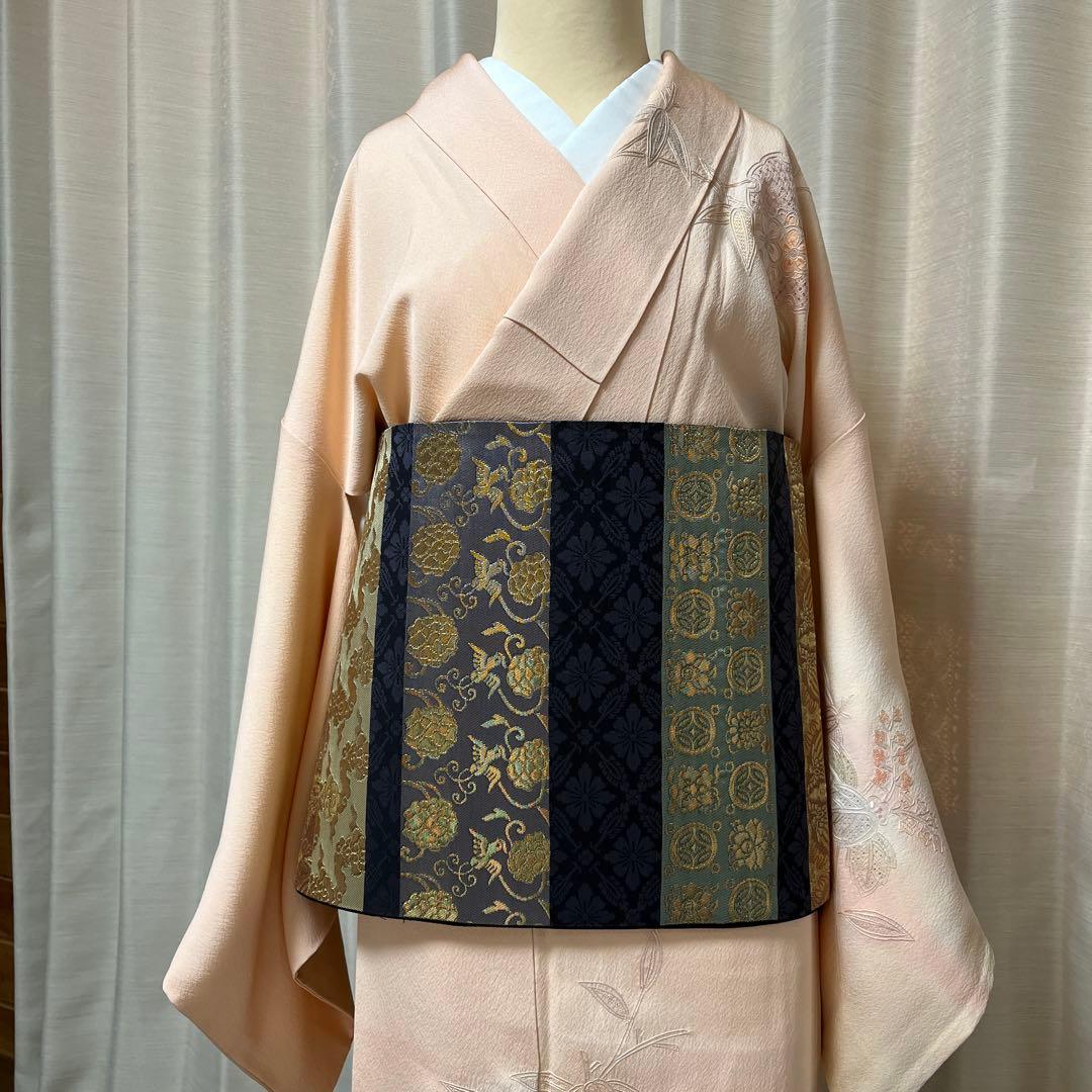 きれいなピンクオレンジの暈し 上質な蘇州刺繍の訪問着【翠山刺繍】