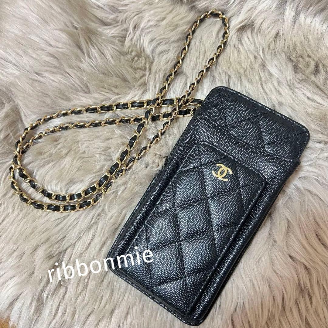 超美品♡CHANEL ノベルティ ブラック レザー スマホ ショルダーバッグ