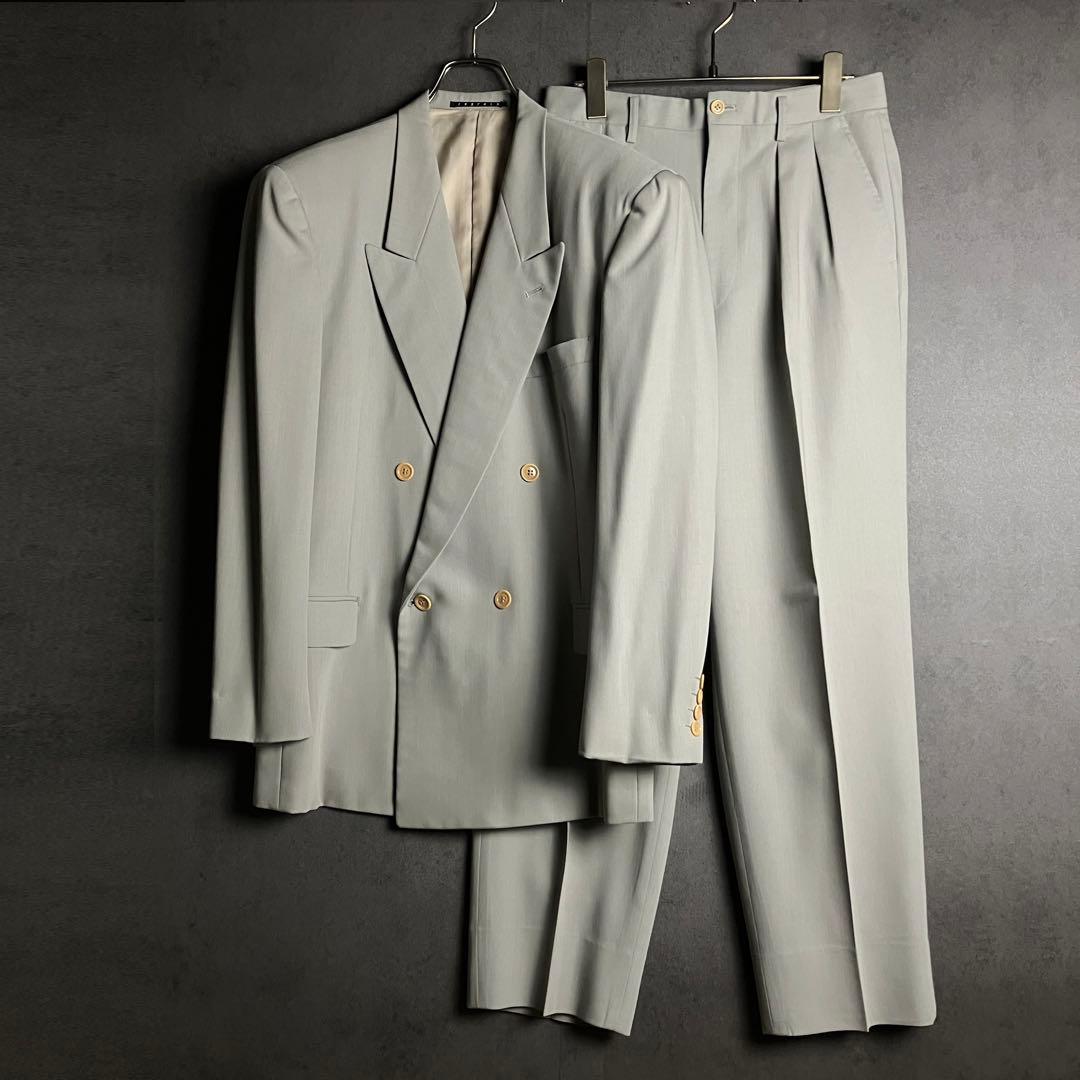 美品✨スーツセットアップ　ダブルブレスト　背抜き　ライトグリーン　M〜L