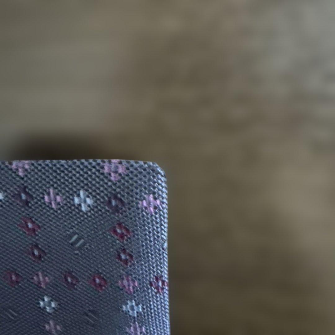 極美品 HERMES エルメス フラワー小紋柄 Hロゴ ネクタイ ネイビー