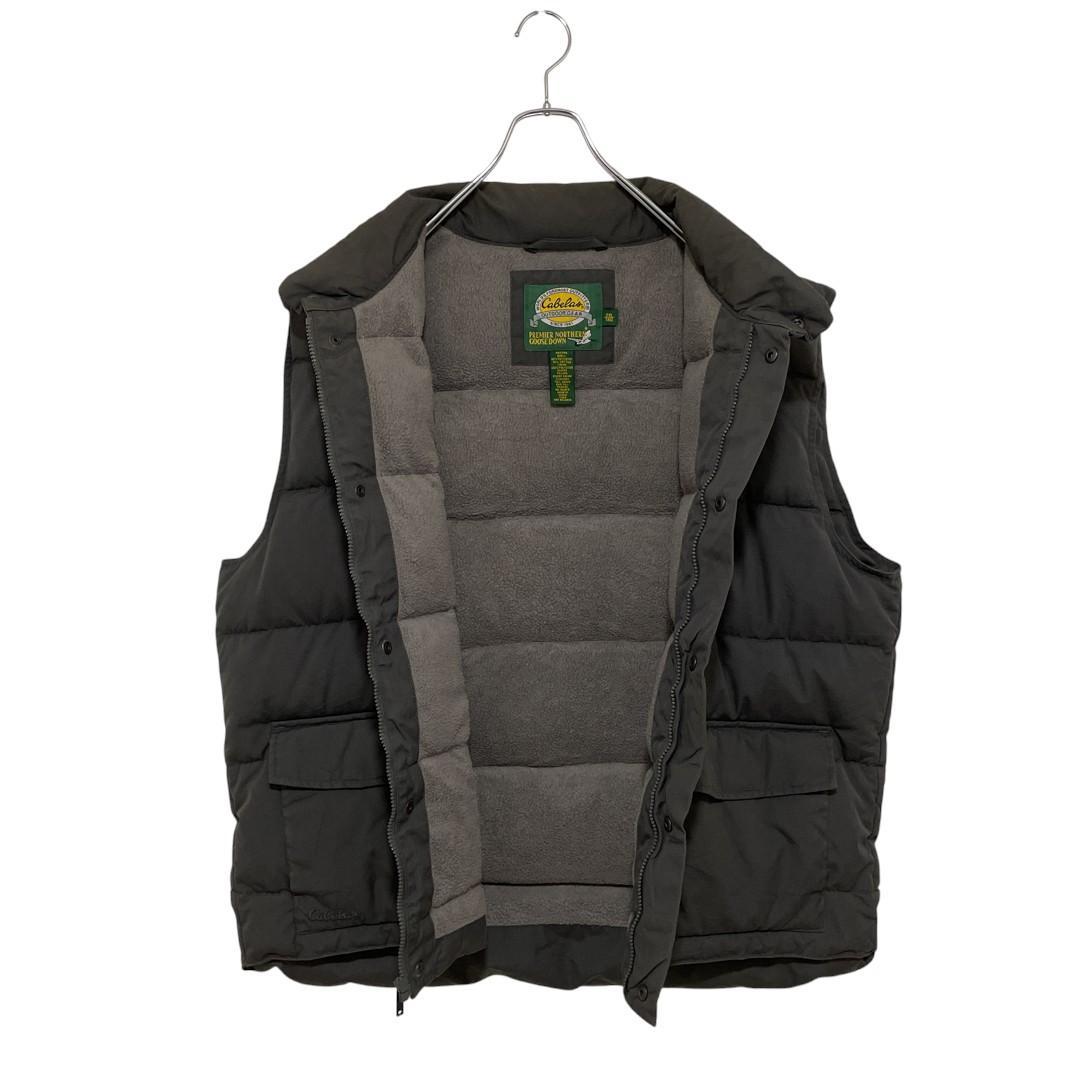 【Cabela's】 裏地フリース ロゴ刺繍グースダウンベスト グレー 2XL
