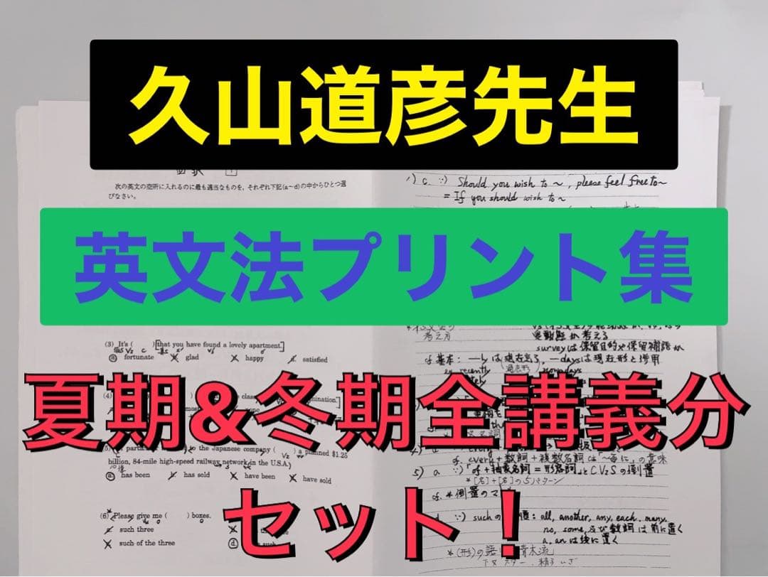 【夏&冬セット❗️】駿台 テキスト 久山道彦先生 英文法入試問題　 河合塾　鉄緑会