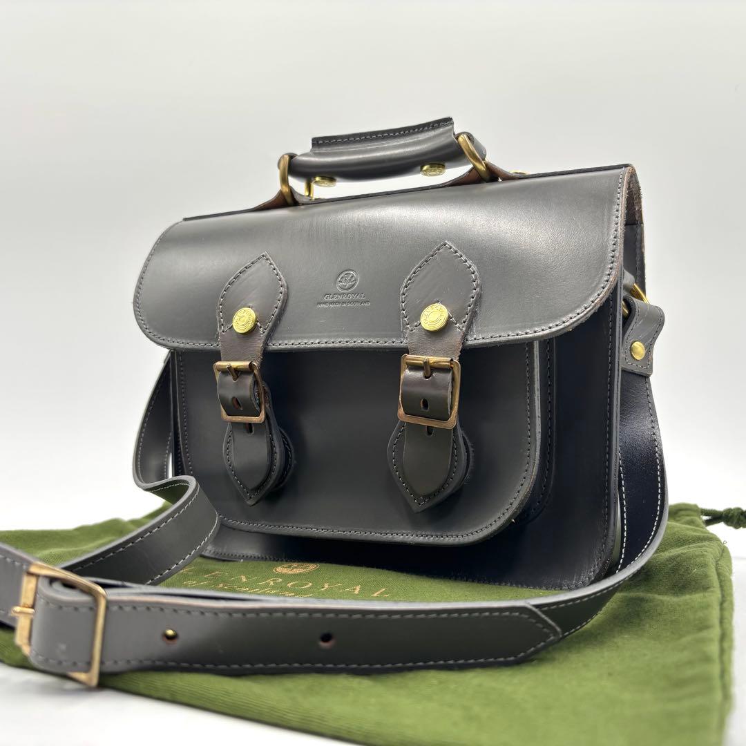 【極美品】GLEN グレンロイヤル ショルダーバッグ グレー レザー