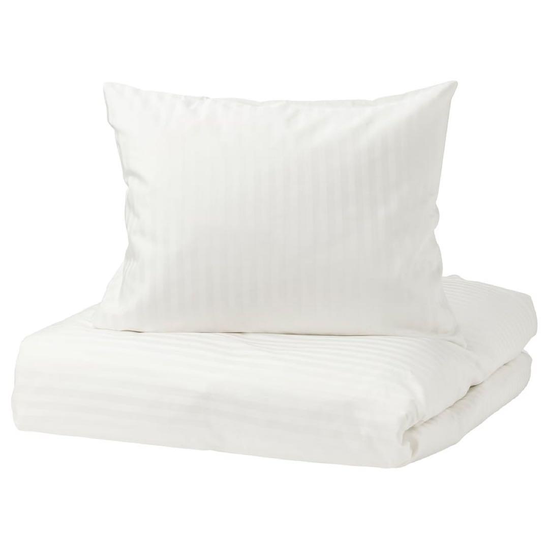 IKEA 2個セット　掛け布団カバー＆枕カバー 白　ホワイト　ナットヤスミン