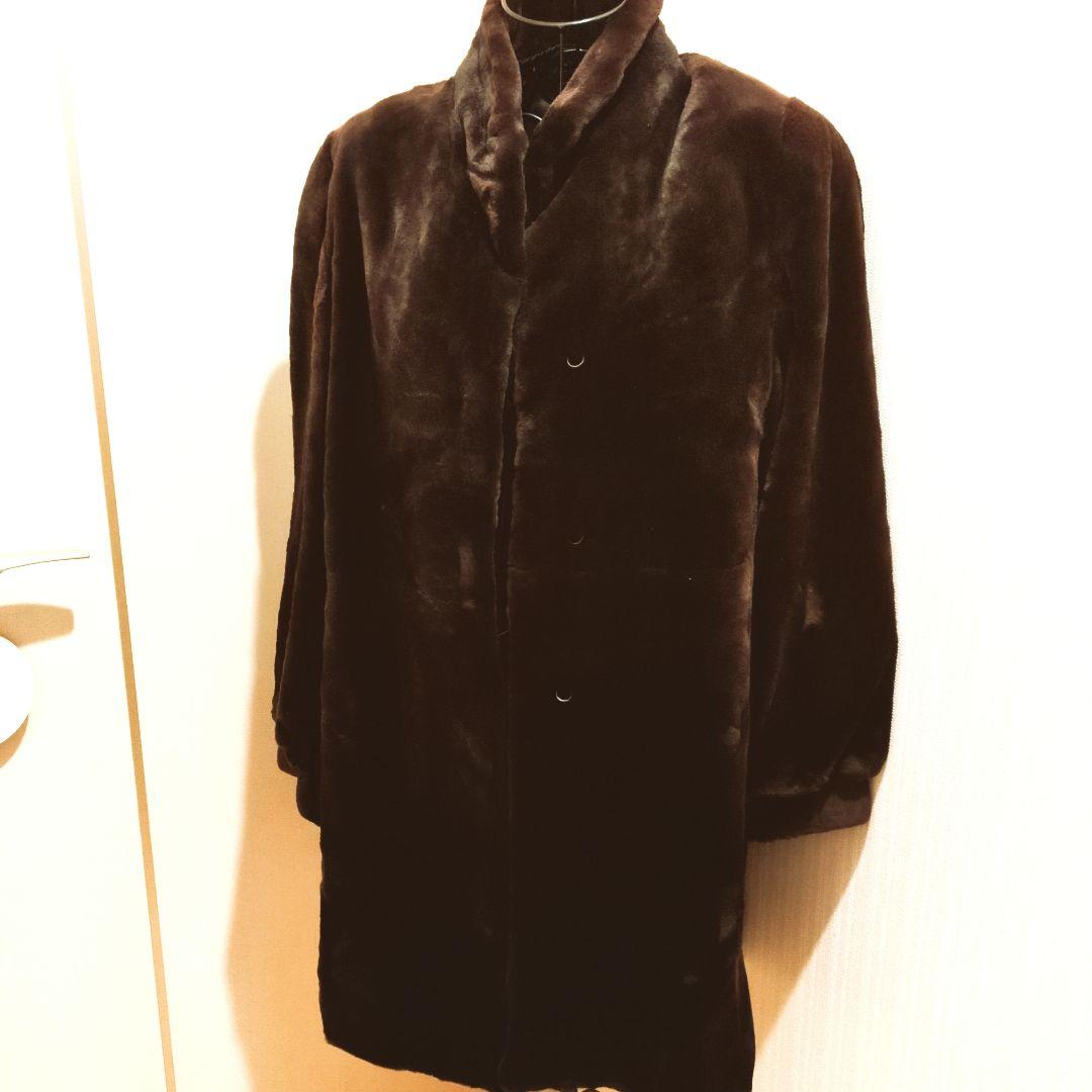 SAGA MINK ダークブラウン ファーコート ロング丈
