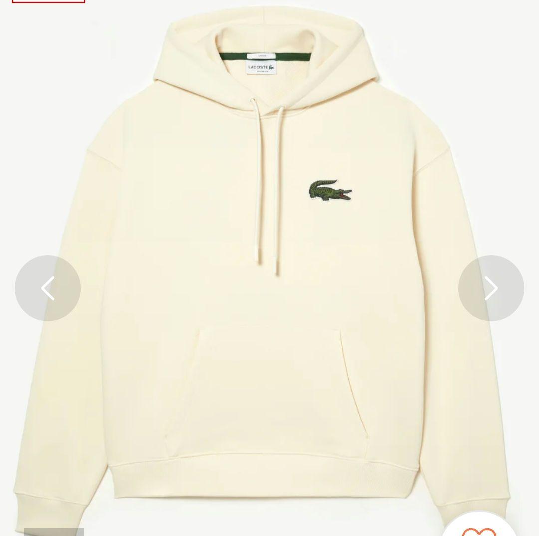 LACOSTE オーガニックコットンプルオーバーパーカー オフホワイト