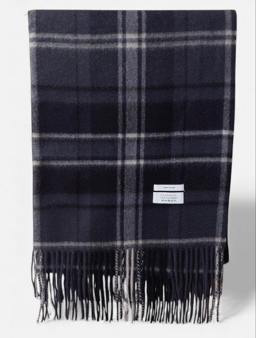 本日削除【使用2度のみ】カシミヤストール/グレーチェック