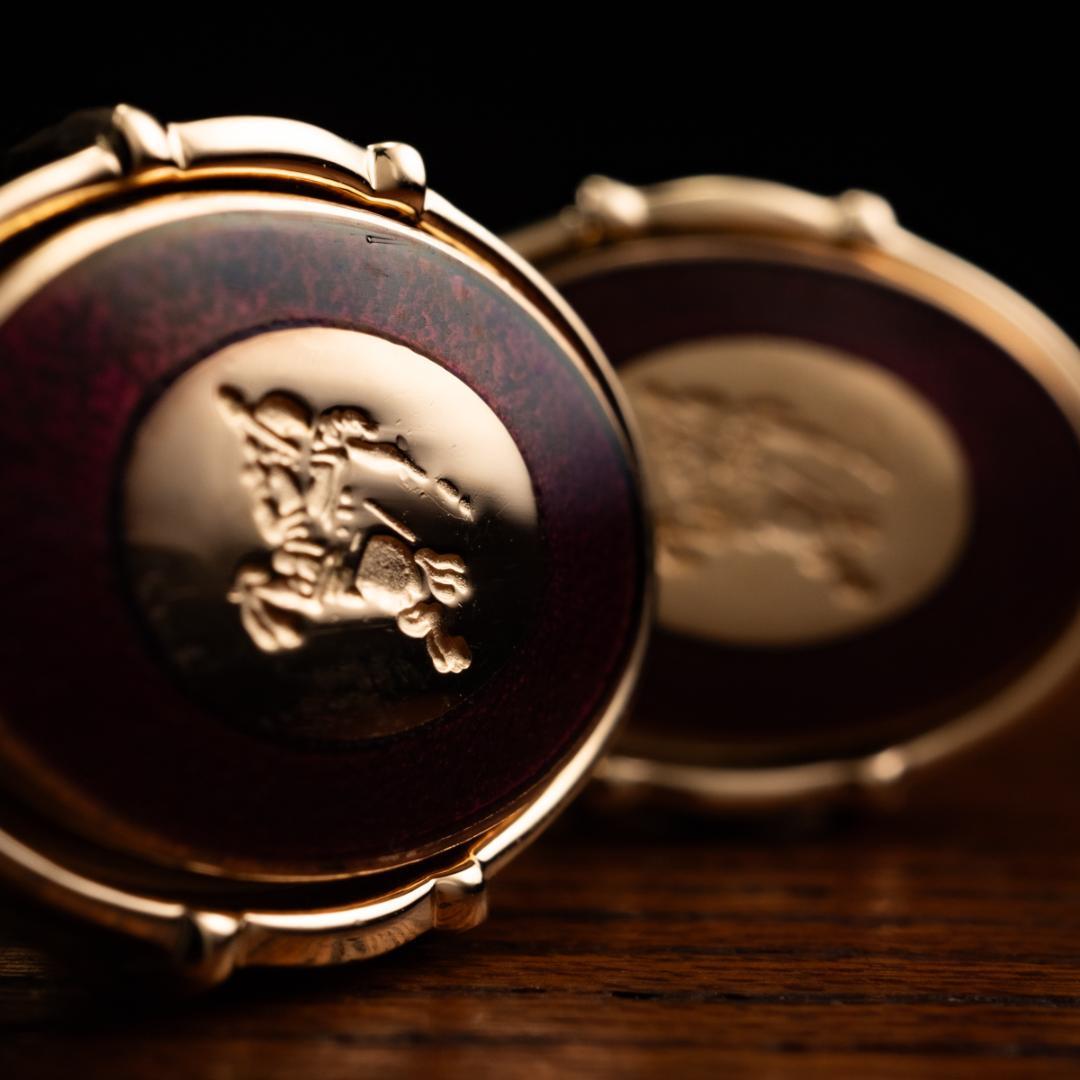 【英国王室御用達】 バーバリー ボルドーエナメル カフリンクス Burberry