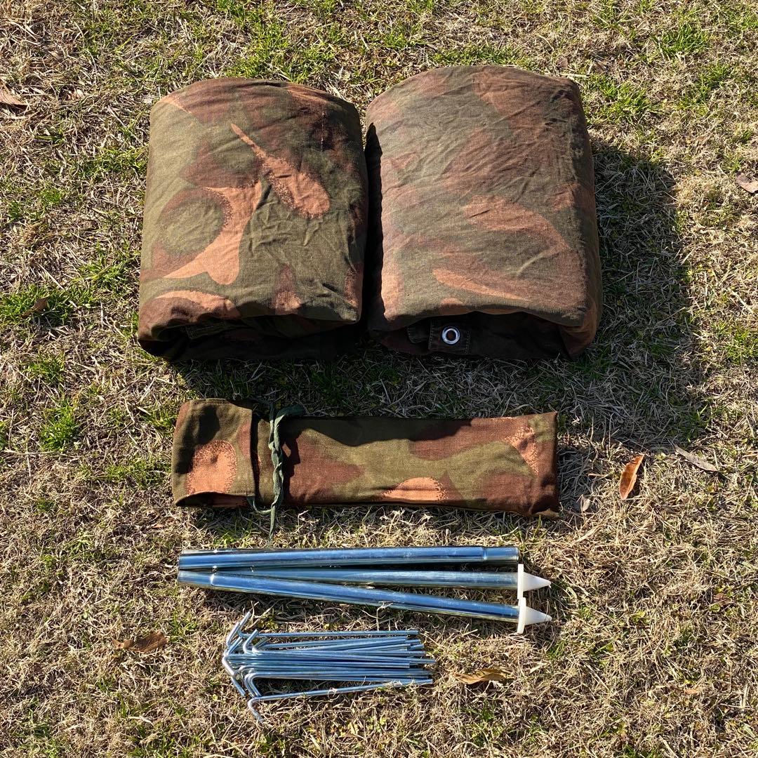 ハンガリー軍幕①　ポンチョ　２枚　ポール・ペグセット　 ワンポールテント