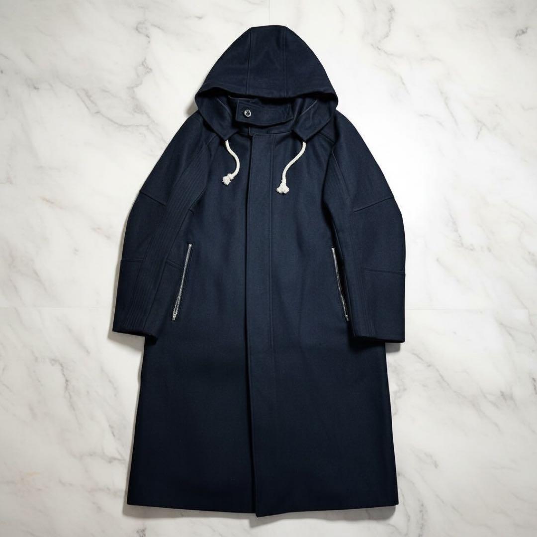 美品✨08sircus ゼロエイトサーカス メルトン フーデットコート ブラック