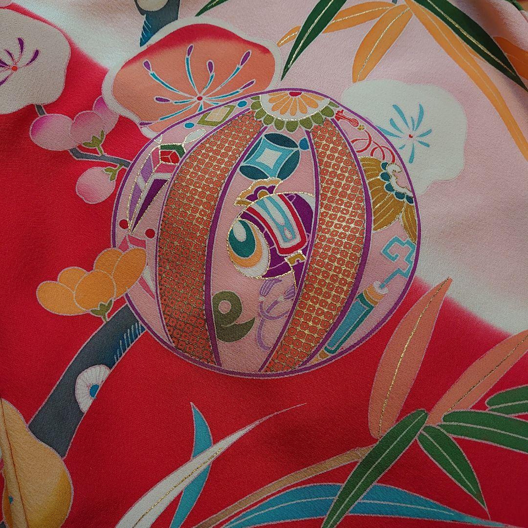 【未使用】高級正絹　長襦袢　日本製　紅梅色　女児　祝着　一つ身　本金彩