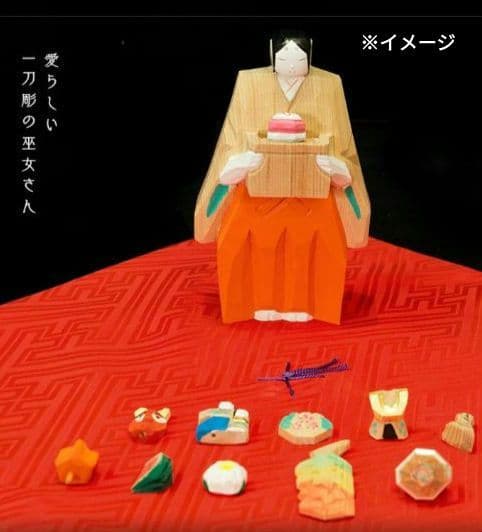 ゆ*こ様 奈良一刀彫「月こよみ 」巫女さんと12か月の捧げ物 浦弘園・作 奈良伝