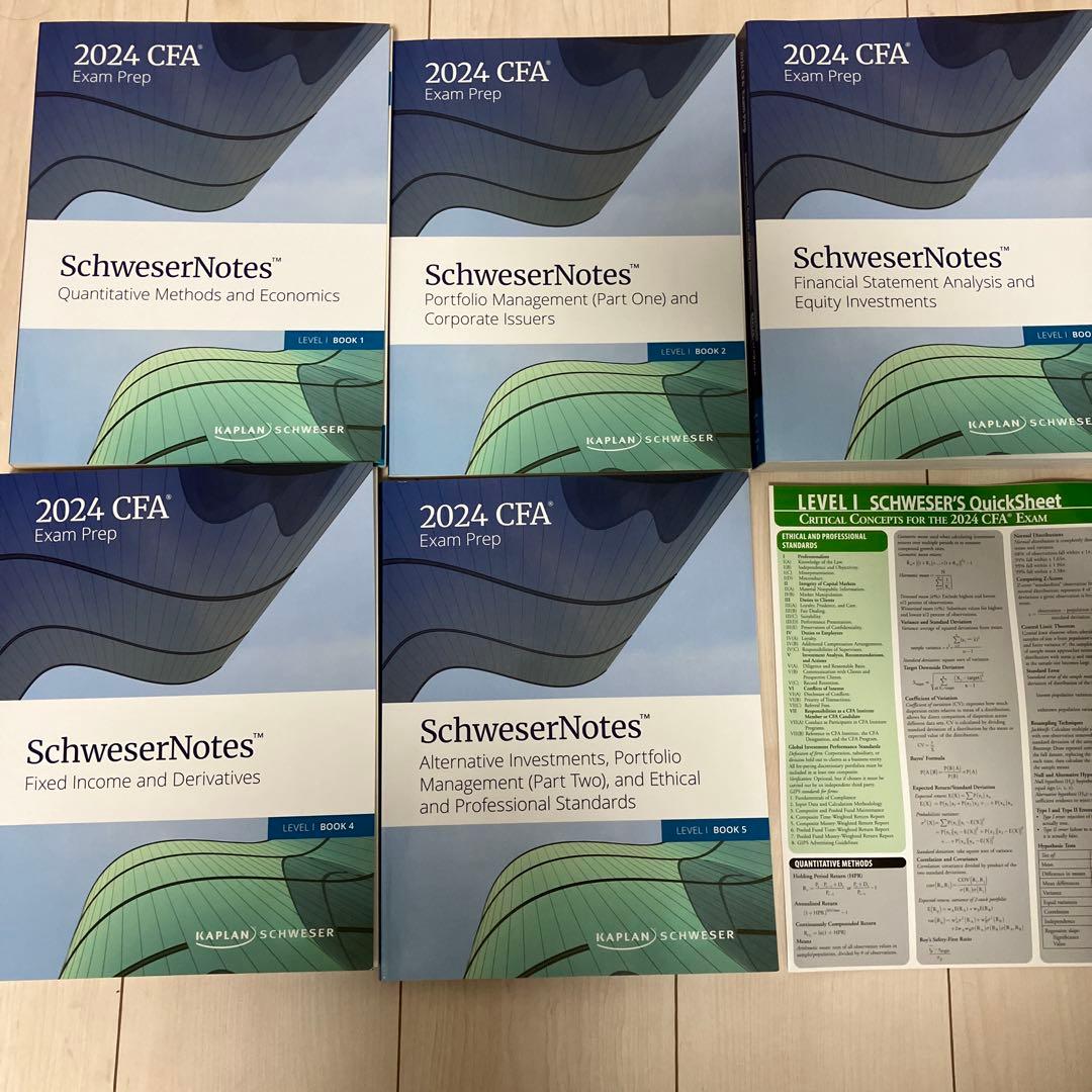 2024 CFA SchweserNotes 5冊セット＋クイックシート