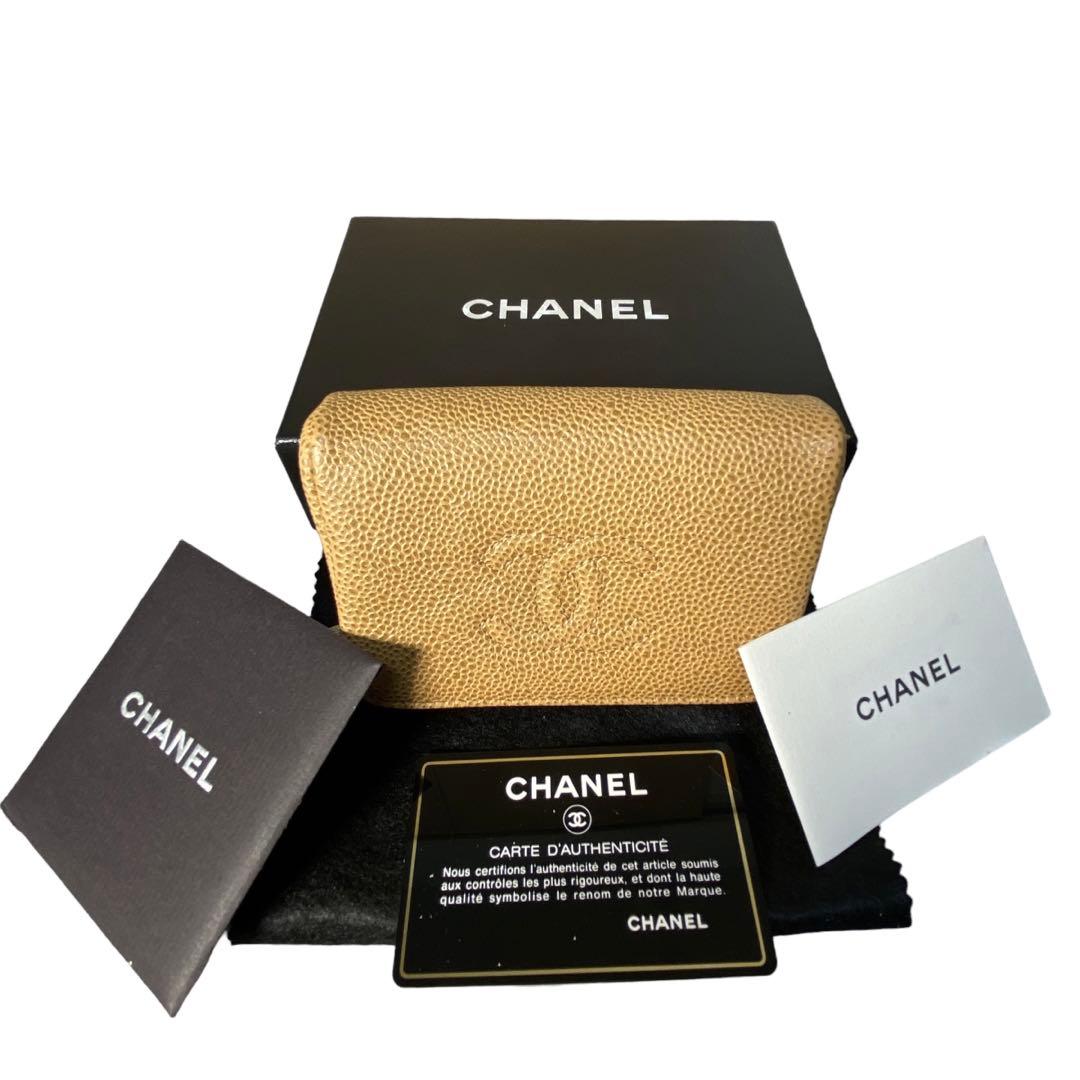 シャネル　CHANEL キャビアスキン　小物入れ　ベージュ
