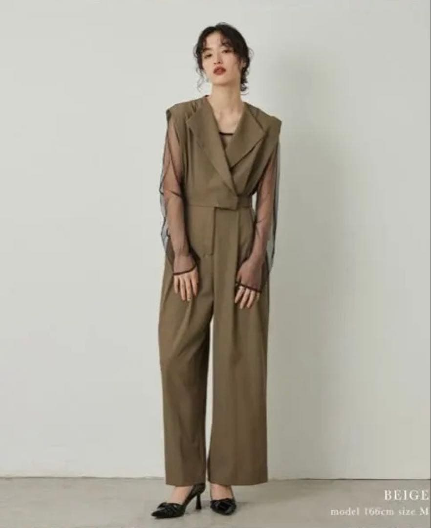 niana スタンドアウトカラーオールインパンツ ベージュ