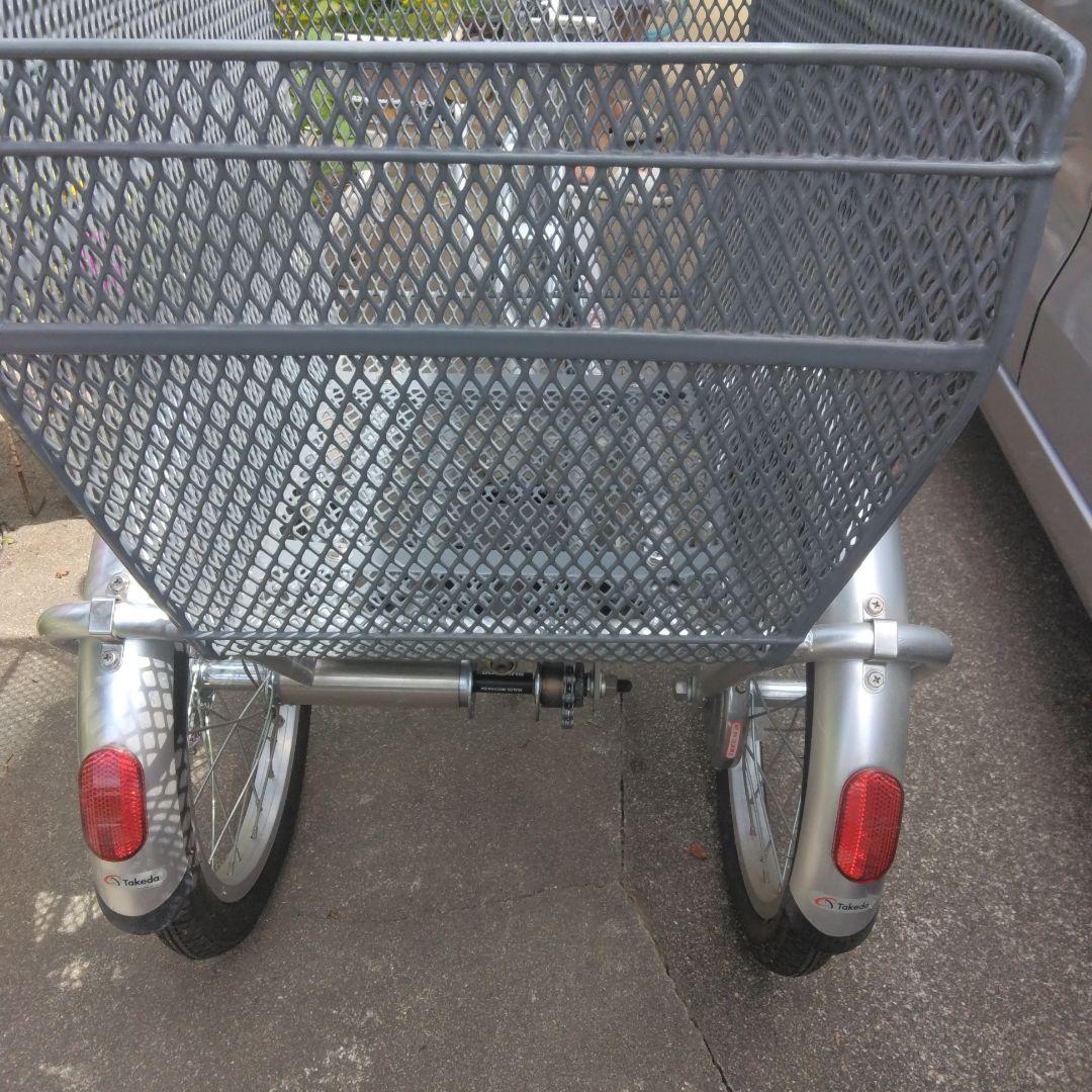 グレー メッシュデザイン 前かご後ろカゴつき三輪車