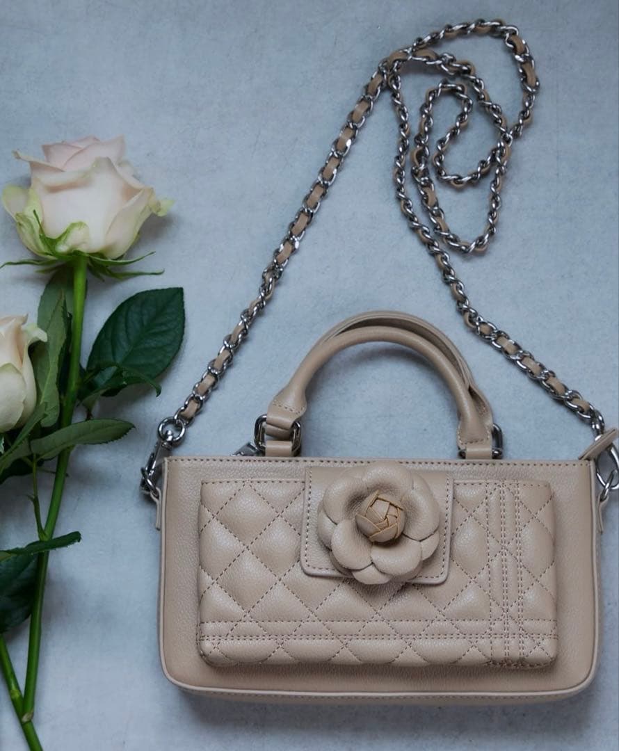 年始セール♪ riuローズフォンバッグ rose phone bag beige