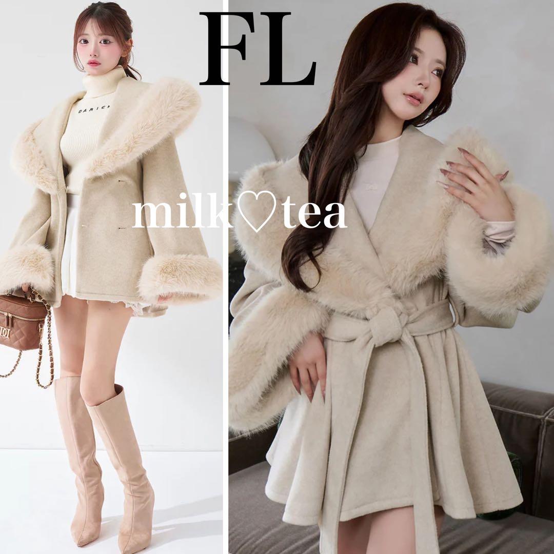 新品タグ付 ダーリッチ ウエストベルトプリンセスラインコート ベージュ FL