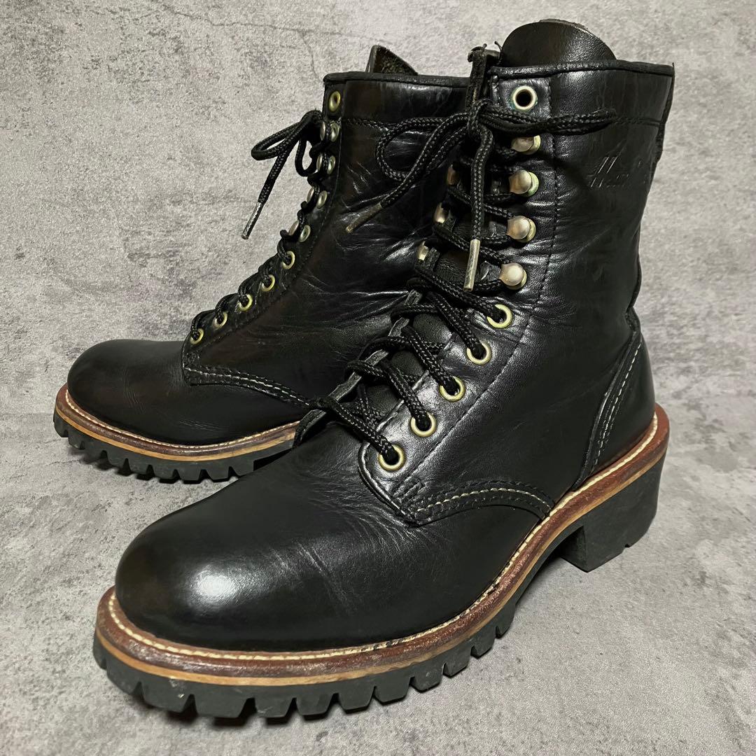 極美品　希少　ホーキンス　ロガーブーツ　ワークブーツ　ブラック　本革　2222