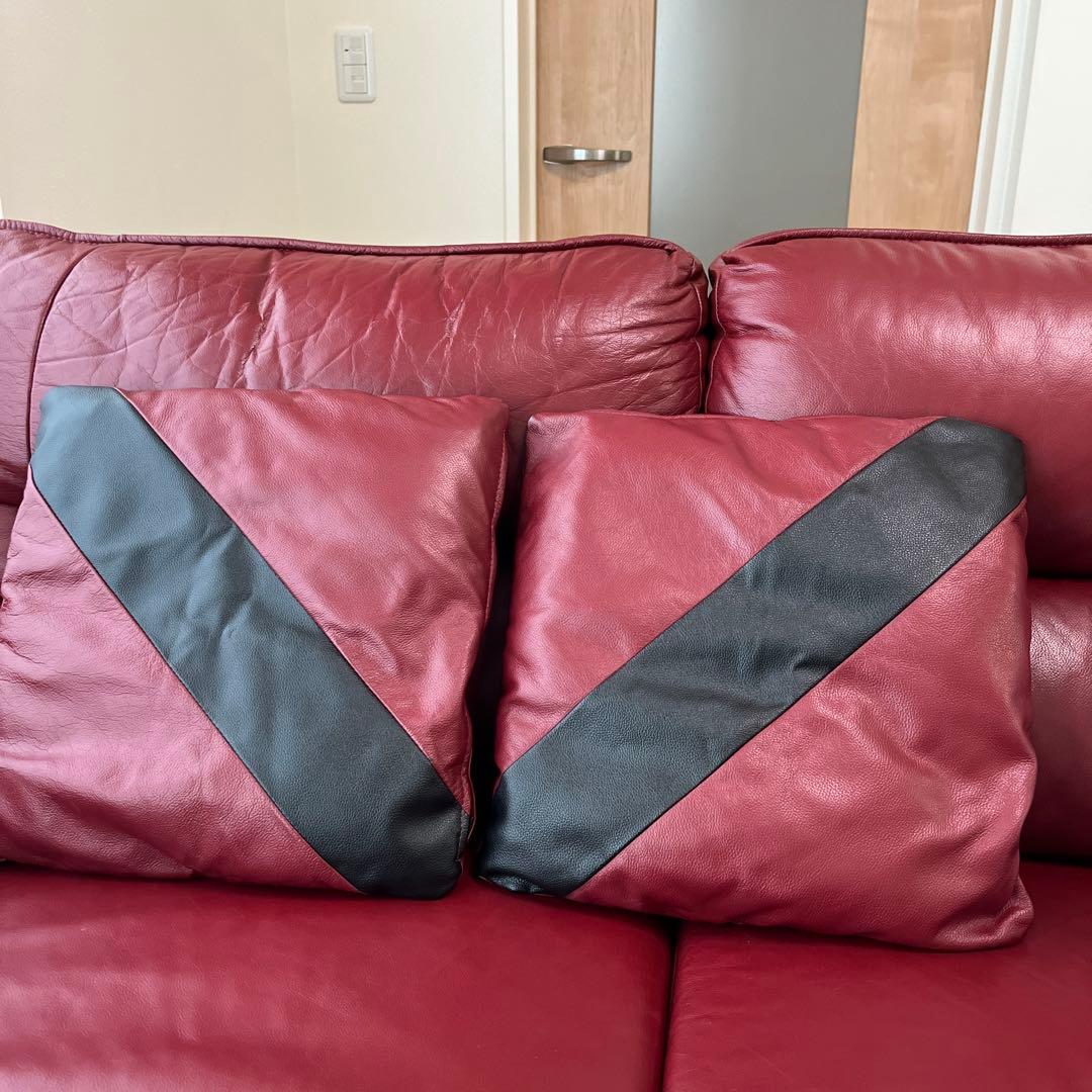 ●期間限定●赤いレザーコーナーソファ