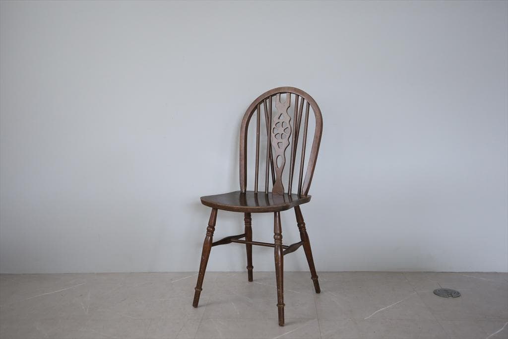 英国アンティーク木製ホイールバックチェア/ダイニングイス/椅子(89-224-4