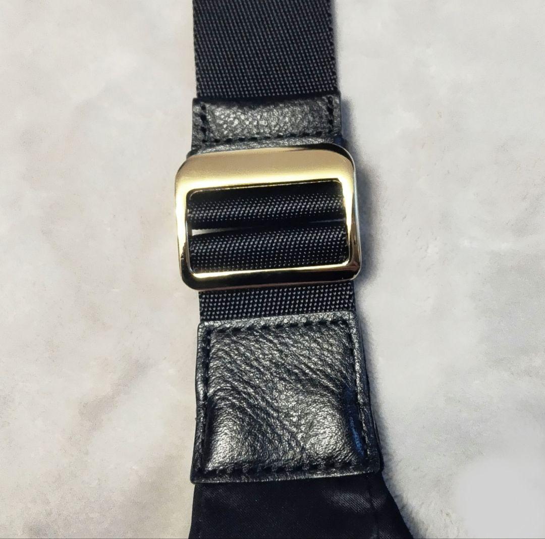 【美品】russet ラウンドビッグショルダーバッグ Black×Gold金具
