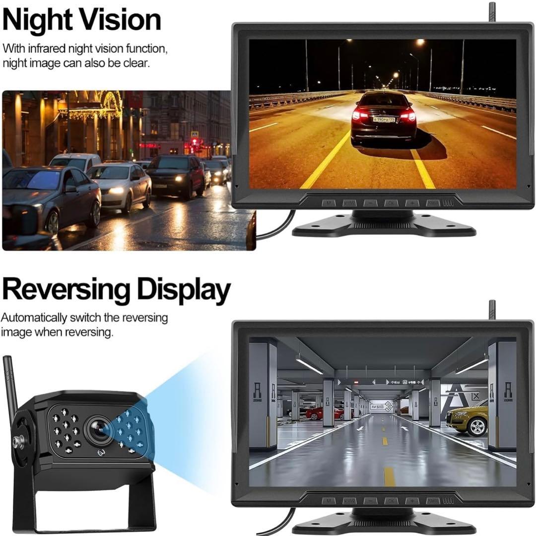 【新品未使用】ワイヤレスバックカメラ　10 インチ+HD無線+4台のカメラ