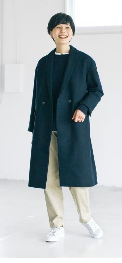 「冬のお出かけも私らしく」3WAYアレンジ襟のかろやかチェスターコート ネイビー