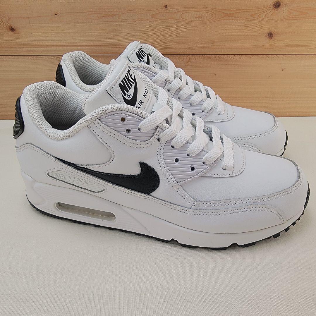 ナイキ エアマックス 90 レザー バイユー ホワイト/ブラック 24.5cm