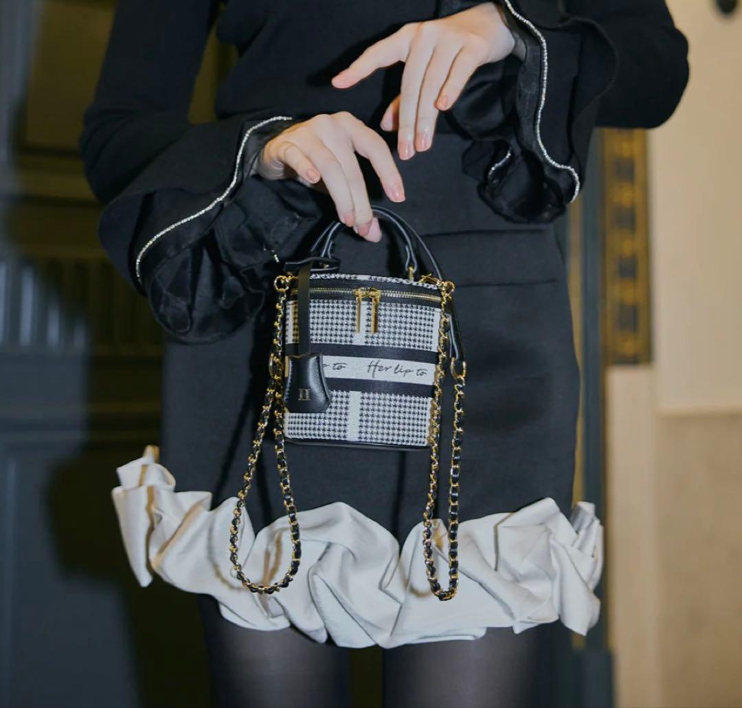 Herlipto Jacquard Mini Vanity Bag ブラック