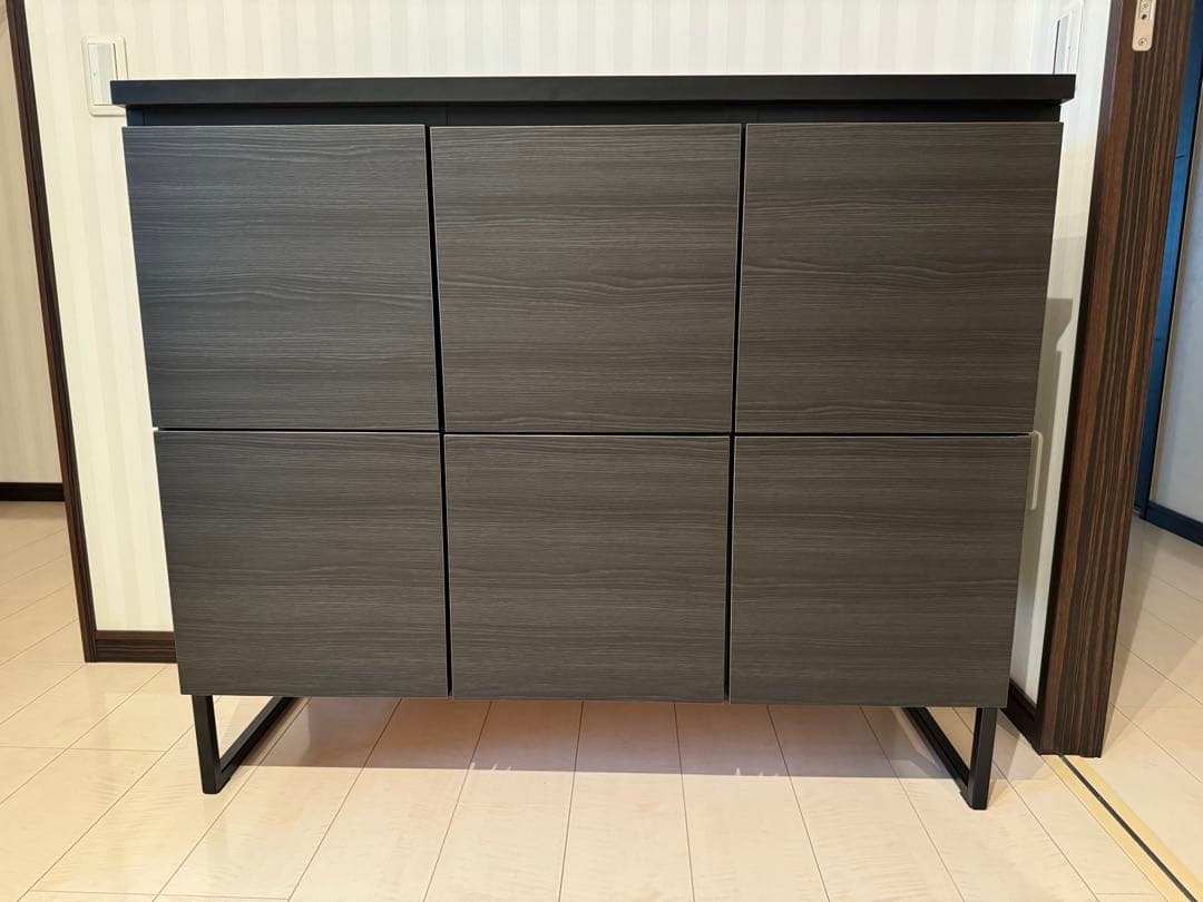 【まめちゃん】リビングキャビネット 日本製 木製 スチール脚付 配線穴付