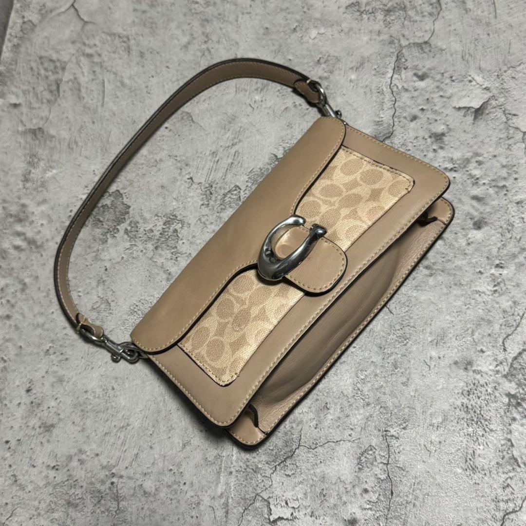 良品 コーチ ワンショルダーバッグ タビー20 PVC レザー ベージュ