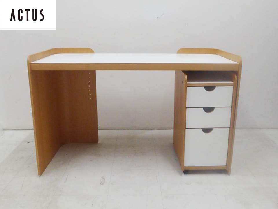 ■ACTUS ■アクタスキッズ ANFUN デスク 机 学習机 袖机付 ビーチ材