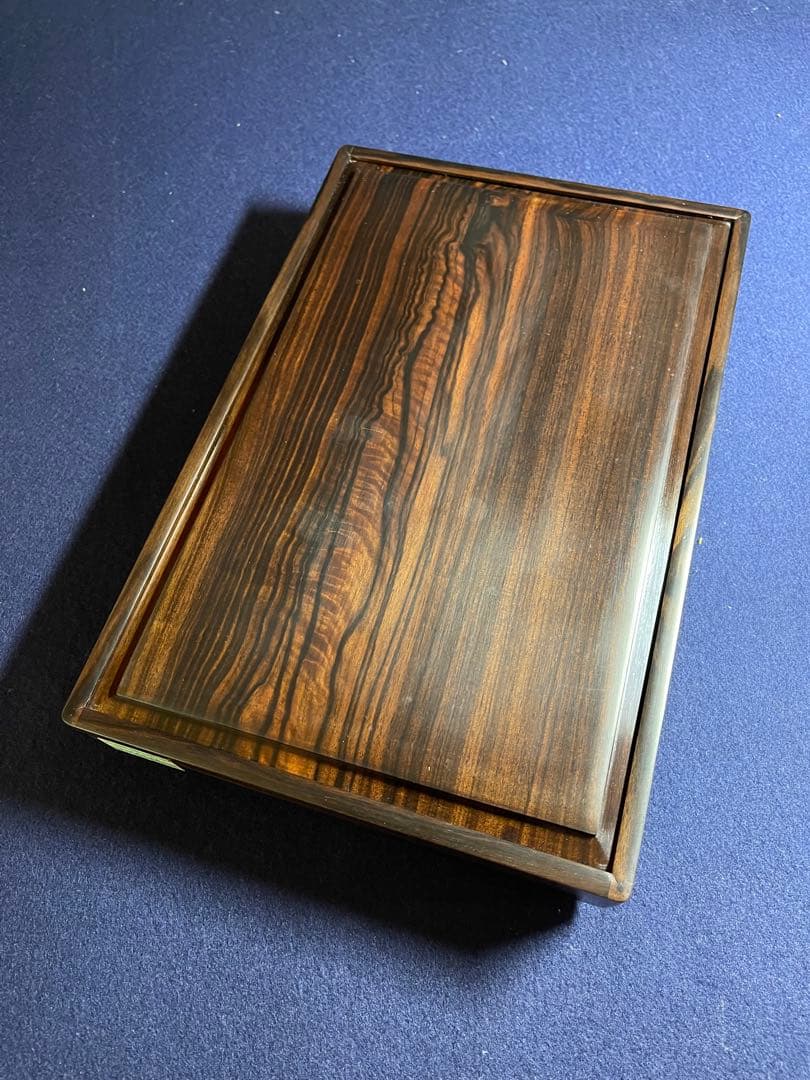【墨研】古玩 硯箱19◆黒檀長方硯箱◆未使用品◆文房四宝 文人趣味 文箱 唐木