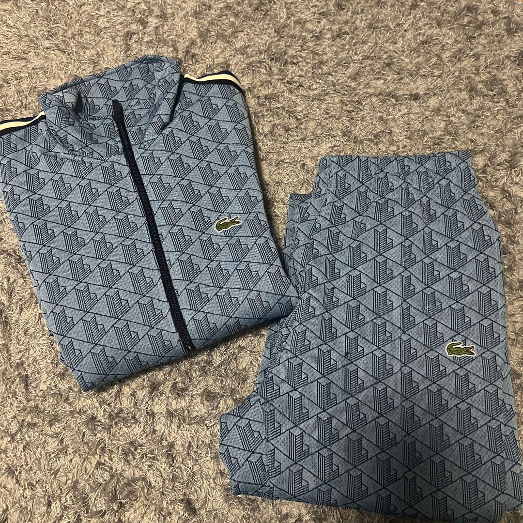 LACOSTEモノグラムトラックセットアップブルー