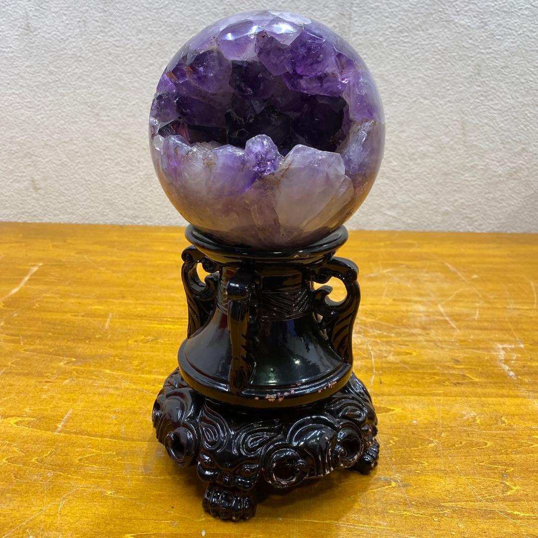 丸*⭐様 アメジスト球 天然石 笑口 直径約14.5cm 3.5kg ブラジル産