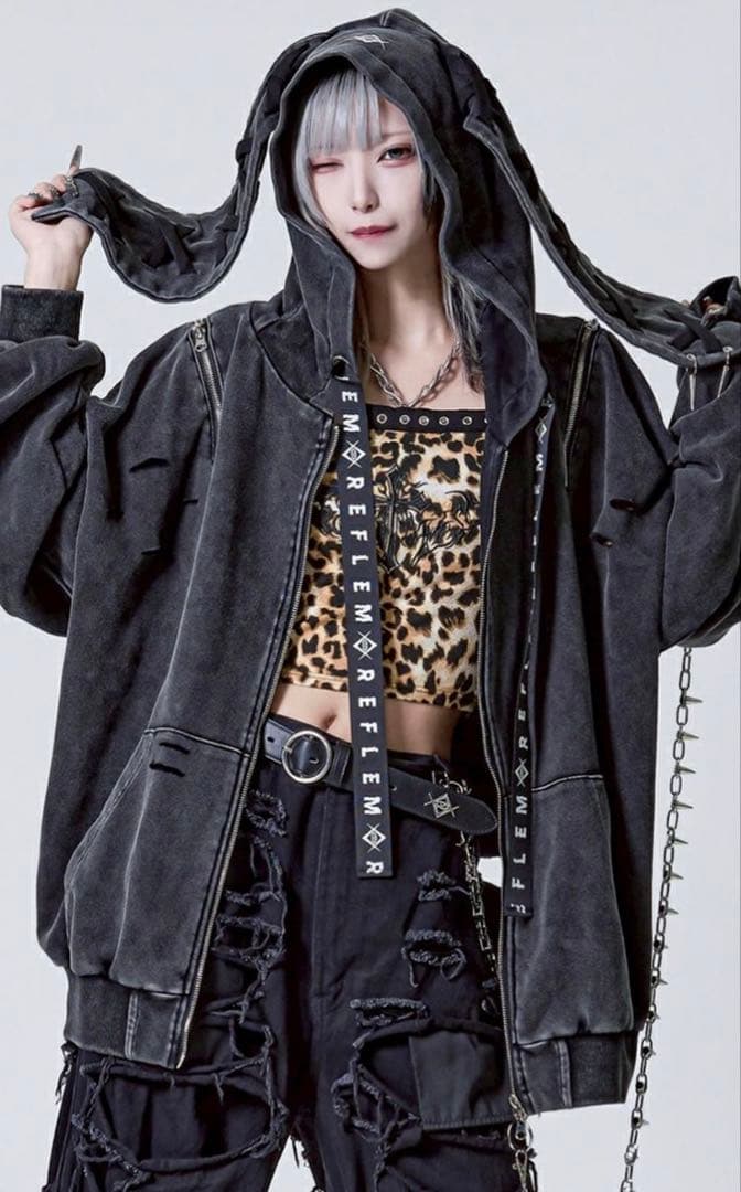 『REFLEM/レフレム』うさ耳チェーン付きZIPパーカー/ジップアップパーカー