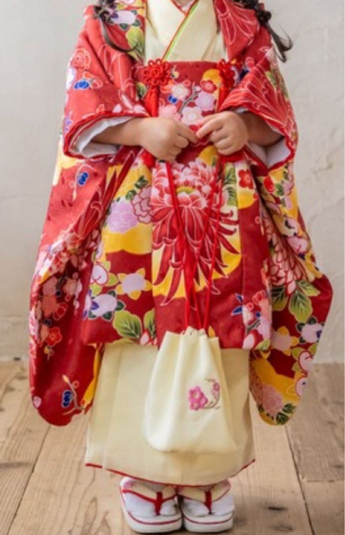 ひさかたろまん　3歳被布コートセット　黄色　赤　七五三