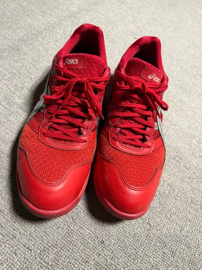 asicsレッド安全靴28cm最終値下げ