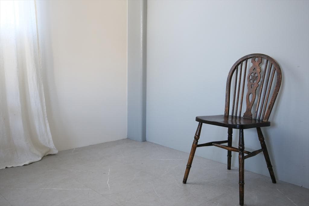 英国アンティーク木製ホイールバックチェア/ダイニングイス/椅子(92-38-1)