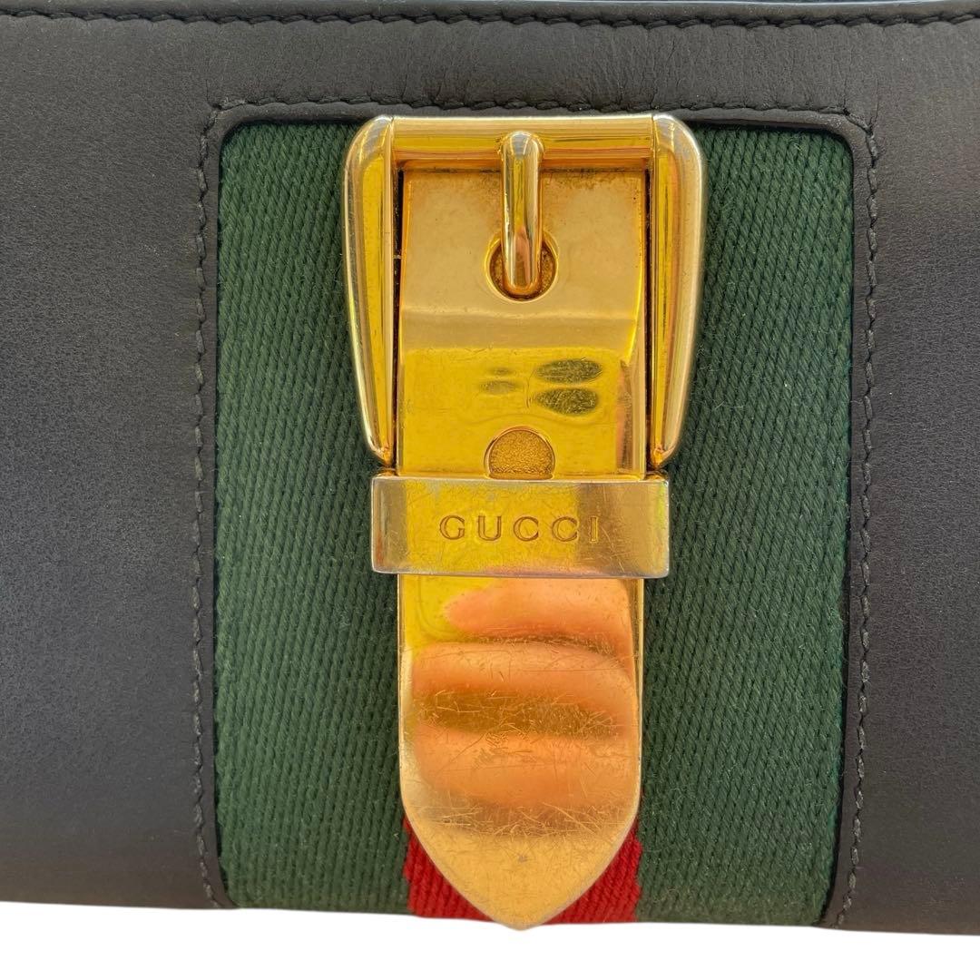 【美品】GUCCI 長財布 シェリーライン レザー ゴールド金具 オールドグッチ