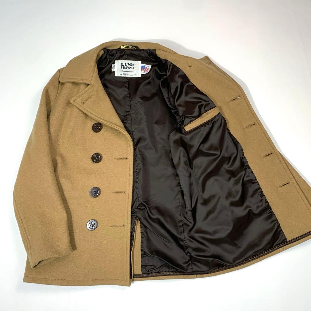 極美品 ショット Schott 740N ダブル ピーコート USA製 ベージュ