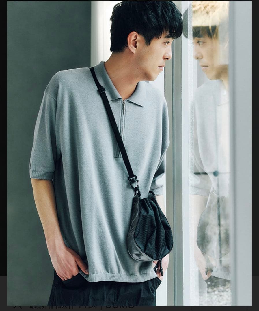 HERILL 25SS コットンカシミヤ ニット ポロシャツ グレー サイズ1