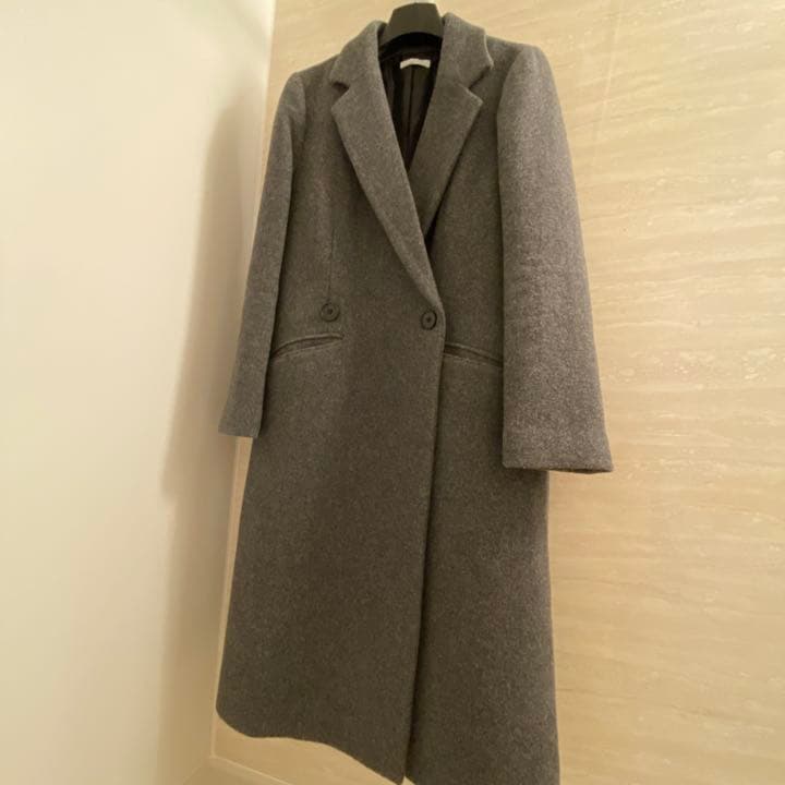 STYLE DELI ダブルボタンロングチェスターコート（S,ダークグレー）