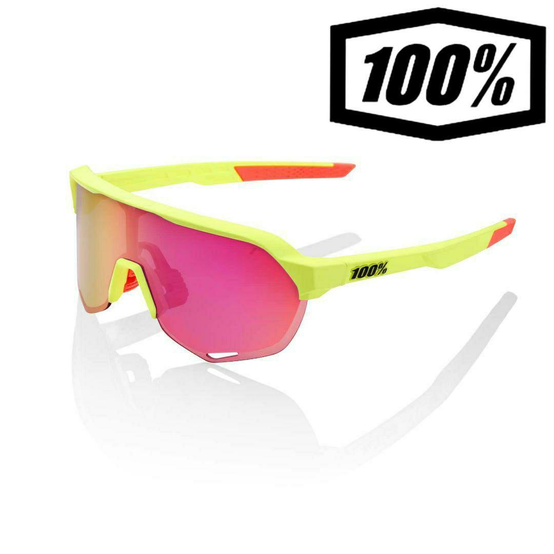 100% S2 ネオンイエロー / パープルレンズ ワンハンドレッド サングラス