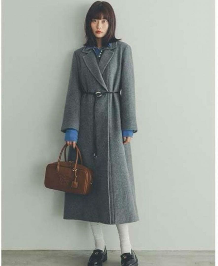 《美品》 SNIDEL ベルテッドレディコート グレー 1 ロングコート ベルト