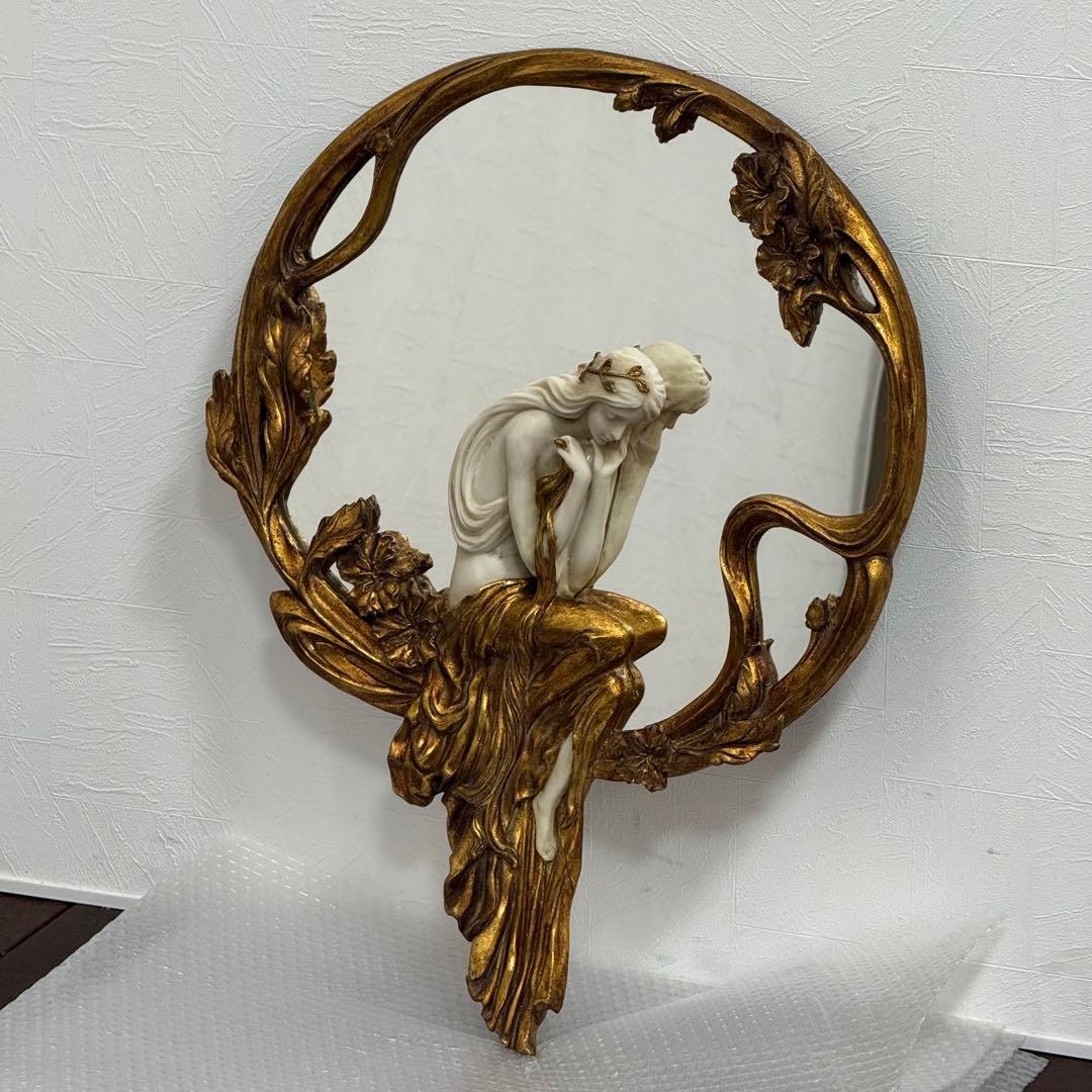 H21K102b アンティーク調 ロココ調 アールヌーボー ウォールミラー